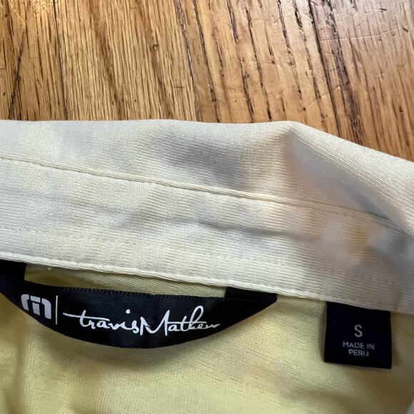 Travis Mathew Polo Shirt Mens Small Hawaiian Tree Yellow Golf Pima - Picture 5 of 8